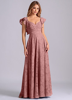 Azazie Leilani Robes de demoiselle d'honneur Robe Trapèze en Blumen-Burnout Encolure en Forme de Cœur Rose Poussiéreuse image1