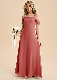 Azazie Anselie Junior Antique Rose A-Line Off the Shoulder Chiffon Dress image4