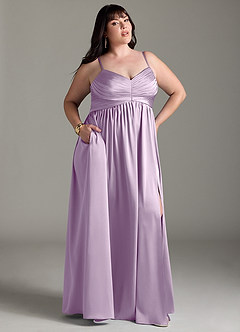 Azazie Alia Brautjungfernkleider A-Linie Plissee Stretch-Satin Kleid Frostiges Flieder image11