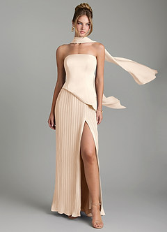 Azazie Tierney Bridesmaid Dresses White Alabaster A-Line Strapless Chiffon Convertible Dress image1