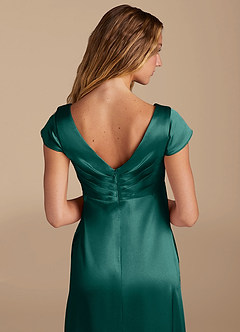 Azazie Allessia Maternity Bridesmaid Dresses A-Line Metallic Satin Floor-Length Dress image6