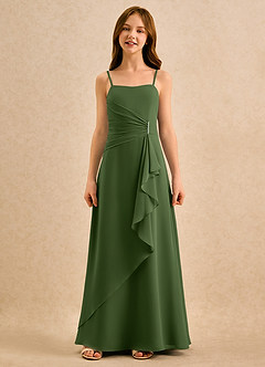 Azazie lolly Girls Formal Sukienki dla dziewczynek sypiących kwiaty Linia A Pofałdowany Szyfon Długość podłogi Sukienka image4