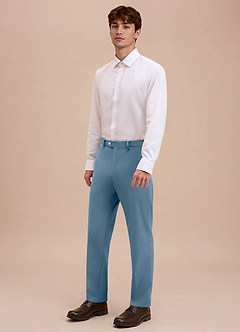 front Ethan Light Blue Refined Weave Dress Pants