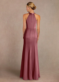 Azazie Tyra Mère de la mariée Robes Robe Sirène en Satin extensible Dentelle Rose Du Désert image3