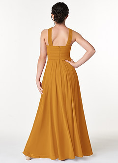 Azazie Kaleigh Junior Butterscotch A-Line Pleated Chiffon Dress image2