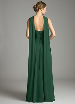 Azazie Ayla Abiti da Damigella Abito A-Line in Chiffon Scollo a Cuore Verde Scuro image9