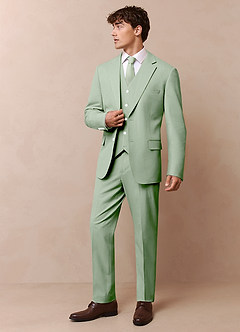 front James Dusty Sage Structured Stretch 3-piece suit