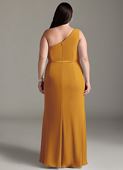Azazie Liza Bridesmaid Dresses Butterscotch Mermaid One Shoulder Chiffon Dress image7