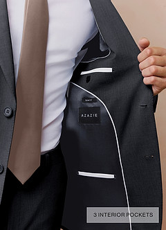 front Savile Charcoal Wool Blend Suit Jacket