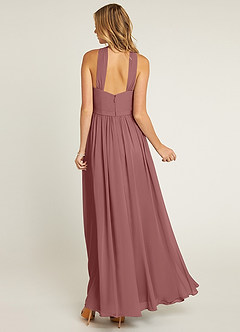 Azazie Jacey Bridesmaid Dresses Desert Rose A-Line Pleated Chiffon Dress image2