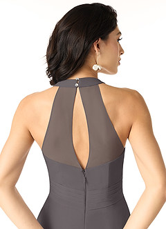 Azazie Danica Bridesmaid Dresses Steel Grey A-Line Pleated Chiffon Dress image5