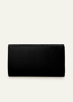 front Satin Pleated Envelope Clutch