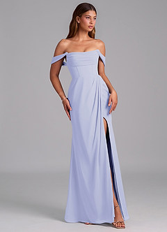 Azazie Johana 신부 들러리 드레스 인어 오프 더 숄더 쉬폰 바닥 길이 드레스 image6