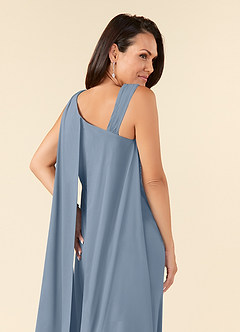 Azazie Franchesca Abiti per la Madre della Sposa Abito Sirena in Chiffon Elasticizzato Plissettato Blu Polveroso image7