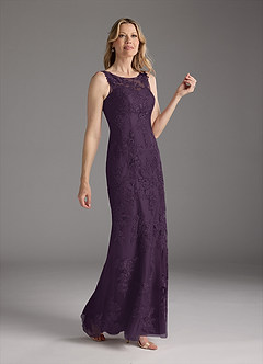 Azazie Whilhelmina vestidos de madre de la novia Vestido de Ciruela de Gasa de Sirena con Encaje image4