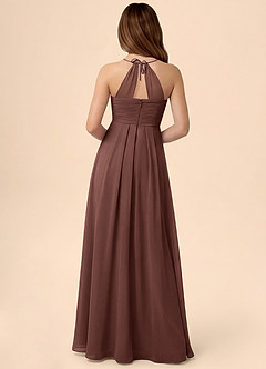 Azazie Ginny Junior Espresso A-Line Pleated Chiffon Dress image4