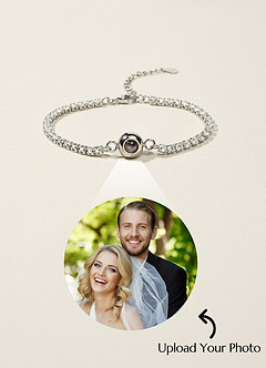 front Custom Photo Projection Rhinestone Tennis Bracelet