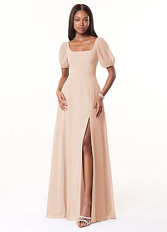 Azazie Alani Bridesmaid Dresses English Rose A-Line Square Neckline Chiffon Dress image1