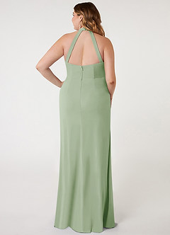 Azazie Galicia Kleider zum Anprobieren zu Hause Meerjungfrau-Linie Halter Gefaltet Stretch-Chiffon Kleid Staubiger Salbeigrün image6