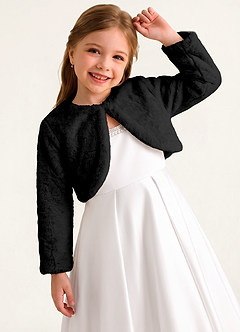 front Flower Girl Faux Fur Jacket