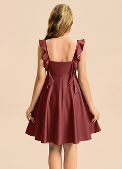 Azazie Kira Junior Terracotta A-Line Ruched Stretch Satin Dress image2