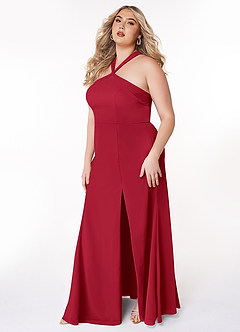 Azazie Rue Bridesmaid Dresses Scarlet A-Line Halter Chiffon Dress image9