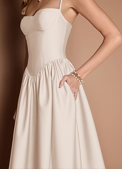 Ottilie Cream Pleated Midi Dress image5