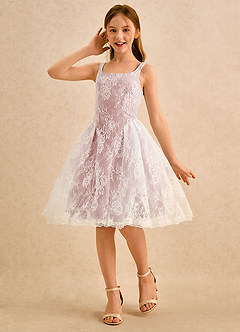 Azazie Cubbie Girls Formal Flower Girl Dresses Dusty Rose A-Line Lace Dress image1