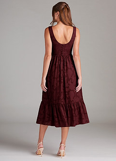 Azazie Alissa Bridesmaid Dresses Cabernet A-Line with Pockets Floral Burnout Dress image8