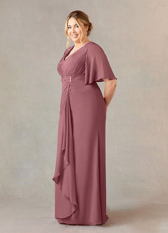 Azazie Carson Mother of the Bride Dresses Desert Rose A-Line V-Neck Lace Chiffon Dress image8