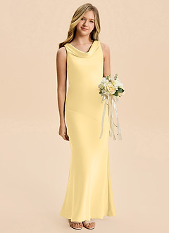Azazie Rylina Junior Robe Sirène en Satin extensible Beurre image3