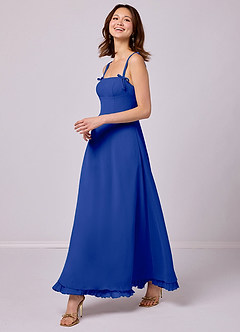 Barbie ♥ Azazie Bridesmaid Dresses Royal Blue A-Line Pleated Chiffon Dress image4