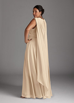 Azazie Isa Mother of the Bride Dresses Champagne A-Line V-Neck Pleated Chiffon Dress image12