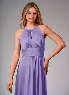 Azazie Bonnie Bridesmaid Dresses Tahiti A-Line Pleated Stretch Satin Dress image5