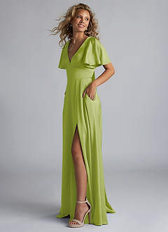 Azazie Kimber Brudtärnklänningar Klä av A-Linje i Stretch Satin Rynkad Päron image6