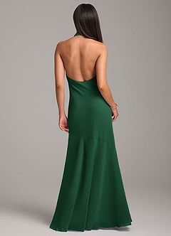 Azazie Lorena Vestidos de damas de honor Vestido de Verde Oscuro de Gasa de Corte Sirena con Plisado image7