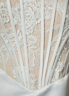 Azazie Yamelle Vestidos de novia Vestido de Blanco Diamante Champán de Satén de Corte Sirena con Vestidos sin tirantes image5