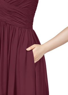 Azazie Angie Bridesmaid Dresses Cabernet A-Line Corset Chiffon Dress image10