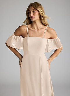 Azazie Sue Bridesmaid Dresses White Alabaster A-Line Off the Shoulder Chiffon Convertible Dress image2