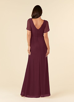 Azazie Marianne vestidos de madre de la novia Vestido de Cabernet de Gasa de Recto con Cuello en V plisado image2