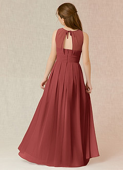 Azazie Bibiane Junior Terracotta A-Line Pleated Chiffon Dress image2