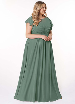 Azazie Daphne Modest Bridesmaid Dresses A-Line Ruffled Chiffon Floor-Length Dress image10