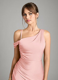 Azazie Madelyn Abiti da Damigella Abito Convertibile Sirena in Raso Elasticizzato Monospalla Rosa Cipria image3