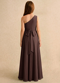 Azazie Puddles Girls Formal Flower Girl Dresses Ganache A-Line One Shoulder Chiffon Dress image2