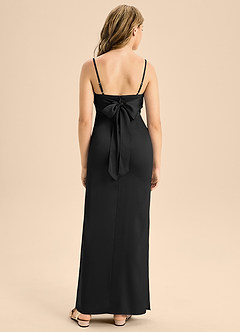 Azazie Mai Junior Black Sheath Sweetheart Neckline Stretch Satin Dress image2