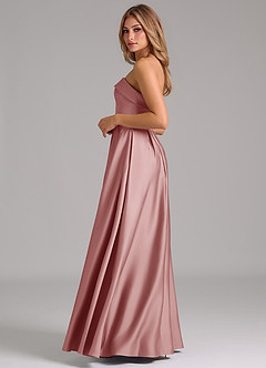 Azazie Lucienne Bridesmaid Dresses Dusty Rose A-Line Strapless Stretch Satin Convertible Dress image3