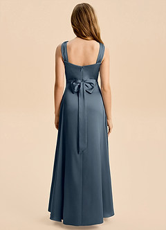 Azazie Kiki Junior Twilight A-Line Bow Stretch Satin Dress image5