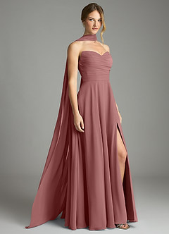 Azazie Ayla Abiti da Damigella Abito A-Line in Chiffon Scollo a Cuore Rosa Del Deserto image2