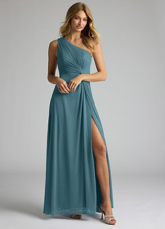 Azazie Brooke Bridesmaid Dresses Bermuda A-Line One Shoulder Mesh Dress image1