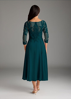 Azazie Marge Mother of the Bride Dresses Pine A-Line Scoop Lace Chiffon Dress image3